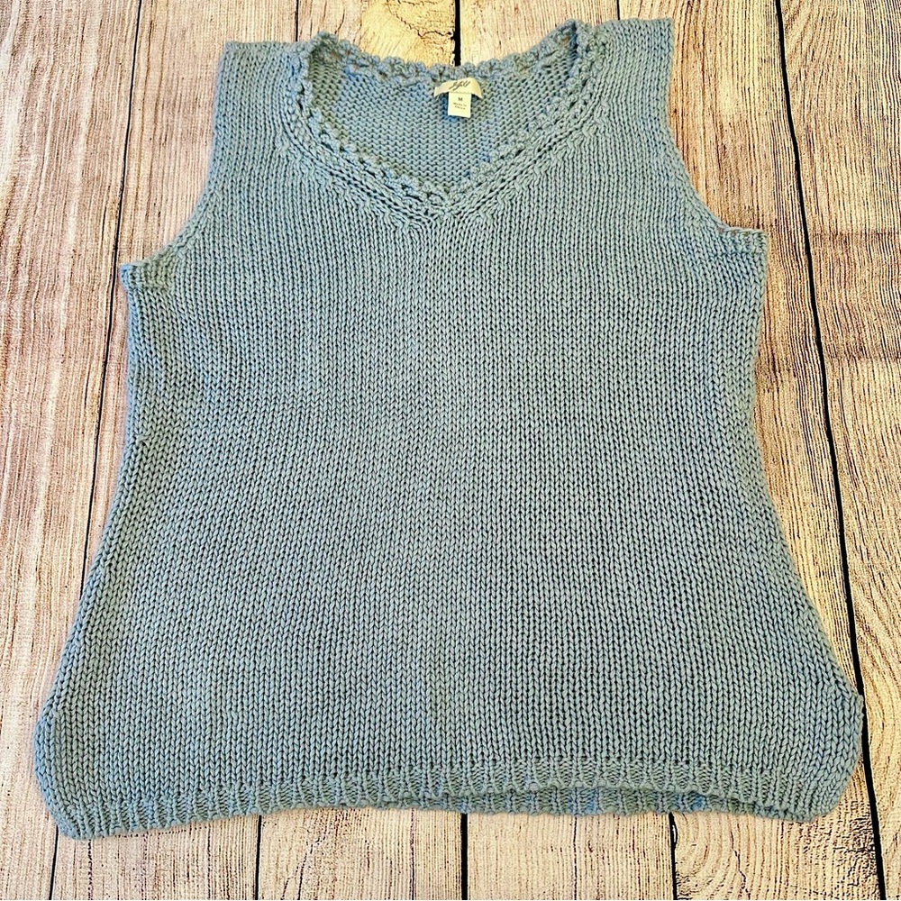 J Jill Chunky Knit Sleeveless Top Medium 90s Cottagecore Crochet Preppy Coastal